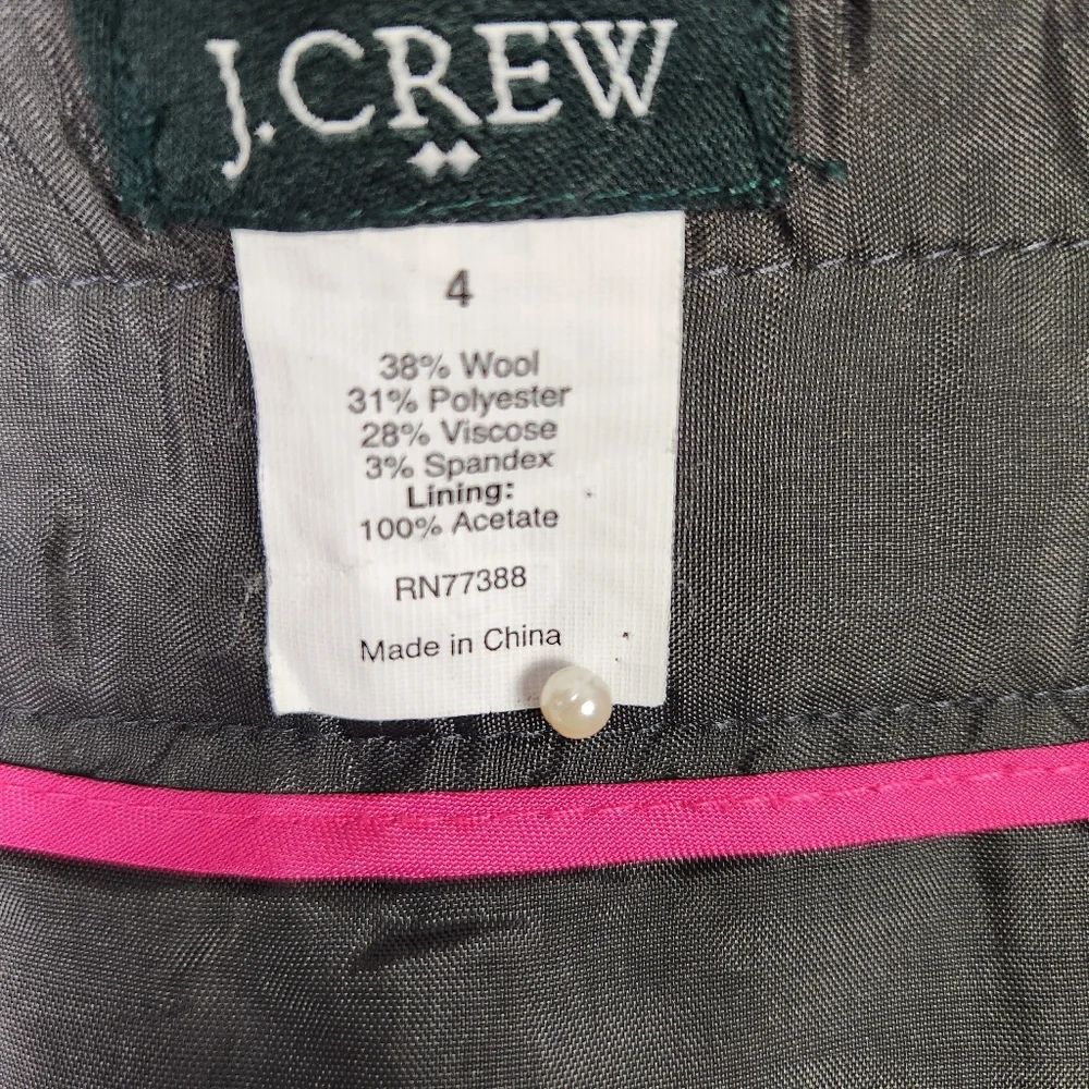 J. Crew Size 4 Shirred Wool Skirt Charcoal Gray A-Line Above Knee Pockets‎ #650
